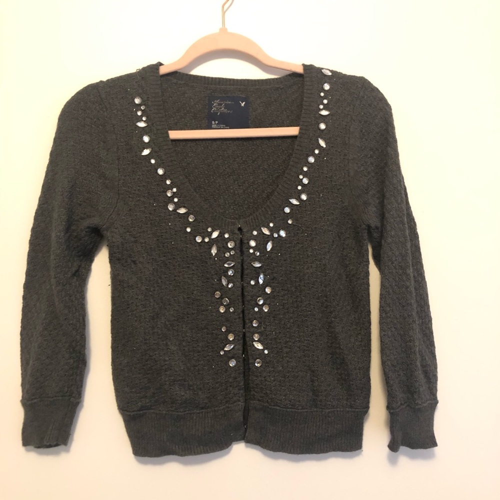 Grey cardigan with jewels